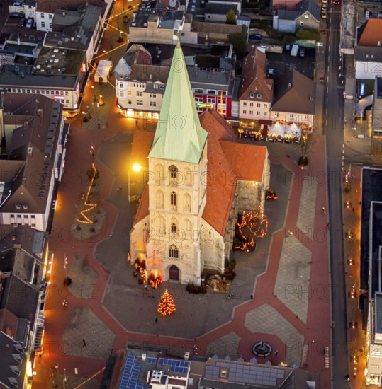 Aerial view, city centre Hamm, Pauluskirche, market place without Christmas market, centre, Hamm, Ruhr area, North Rhine-Westphalia, Germany
