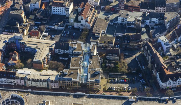 Aerial view, Ritter-Passage, shopping centre, planned In Between, Hamm, Ruhr area, North Rhine-Westphalia, Germany, DE, shopping markets, shopping place, Europe, aerial view, aerial photography, aerial photography, local supply centre, overview, bird's eye view, birds-eyes view, overview