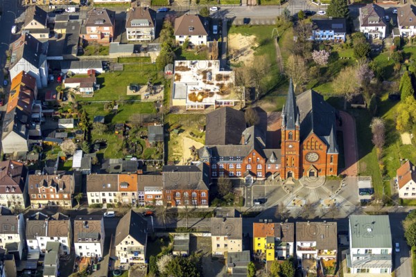 Aerial view, Christus Kirche, Lange Straße, Hamm, Ruhr area, North Rhine-Westphalia, Germany, place of worship, DE, Europe, religious community, place of worship, church, parish, denomination, aerial photograph, aerial photography, aerial photography, religion, overview, bird's-eye view, overview