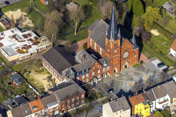 Aerial view, Christus Kirche, Lange Straße, Hamm, Ruhr area, North Rhine-Westphalia, Germany, place of worship, DE, Europe, religious community, place of worship, church, parish, denomination, aerial photograph, aerial photography, aerial photography, religion, overview, bird's-eye view, overview