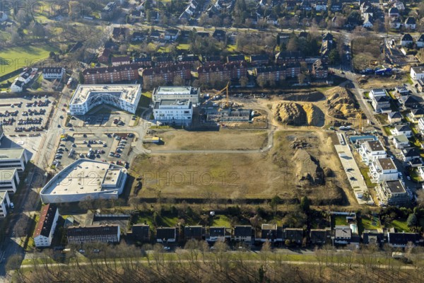 Aerial view, new development area SCI:Q Living, ParacelsusPark, Hamm-Lippstadt University, university campus, Bad Hamm, Hamm, Ruhr area, North Rhine-Westphalia, Germany, education, educational institution, DE, Europe, aerial view, aerial photography, aerial photography, Marker Allee, overview, university, bird's eye view, birds-eyes view, overview