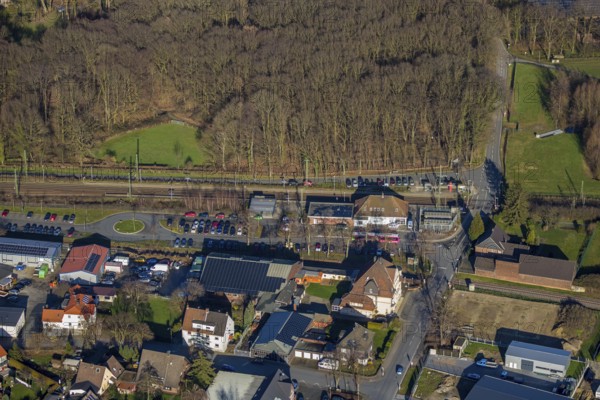 Aerial view, Hamm-Bockum-Hövel railway station, Hamm, Ruhr area, North Rhine-Westphalia, Germany, railway tracks, railway station, DE, Deutsche Bahn AG, Europe, aerial view, aerial photography, aerial photography, overview, bird's eye view, birds-eyes view, overview