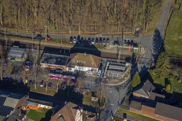 Aerial view, Hamm-Bockum-Hövel railway station, Hamm, Ruhr area, North Rhine-Westphalia, Germany, railway tracks, railway station, DE, Deutsche Bahn AG, Europe, aerial view, aerial photography, aerial photography, overview, bird's eye view, birds-eyes view, overview