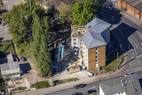 Hamm, demolition of the scrap mobile home on Kleine Alleestraße, Ruhr area, North Rhine-Westphalia, Germany, DE, Europe, aerial view, birds-eyes view, aerial photography, aerial photography, overview, bird's eye view