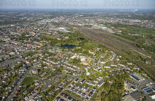 Aerial view, overview Hammer Westen, Wilhelmstraße, Hamm, Ruhr area, North Rhine-Westphalia, Germany, Duisburg, DE, Europe, birds-eyes view, aerial view, aerial photography, aerial photography, overview, bird's eye view