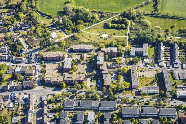 Aerial view, Hamm-Noren, Rheinsberger Platz, high-rise buildings, Hamm, Ruhr area, North Rhine-Westphalia, Germany, Duisburg, DE, Europe, birds-eyes view, aerial photography, aerial photography, overview, overview, bird's eye view
