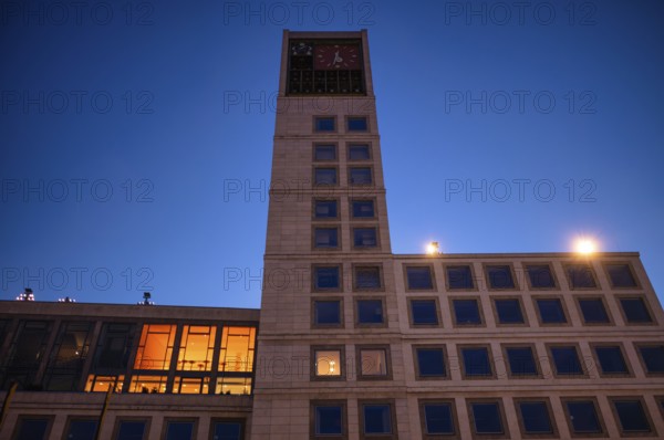 Town Hall, blue hour, dusk, Stuttgart, Baden-Württemberg, Germany