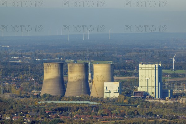Aerial view, RWE Generation SE Gersteinwerk power plant after blowing up the chimney, Bockum-Hövel, Hamm, Ruhr region, North Rhine-Westphalia, Germany, DE, Europe, power plant, Gersteinwerk power plant, aerial photography, aerial photography, overview, birds-eyes view, overview