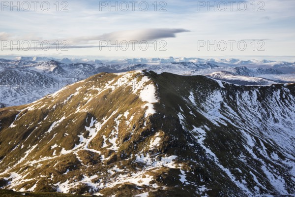 The mountain Meall Corranaich, a Munro, viewed from Ben Lawers, Perthshire, Scotland, United Kingdom