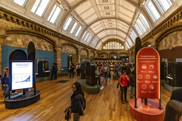 London, United Kingdom - 15 May 2025: People engaging with the informative modern displays at Natural History Museum