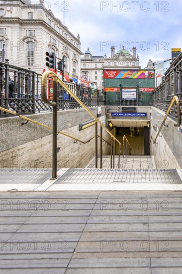 London, United Kingdom - 15 May 2025: The Piccadilly Circus station entrance
