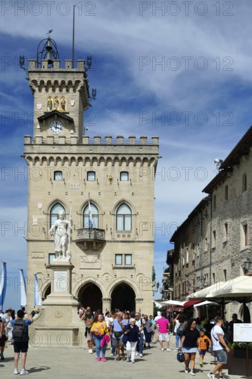 San Marino, Palazzo Pubblico, Piazza della Liberta, Statue of Liberty, Monte Titano, Republic of San Marino, Italy