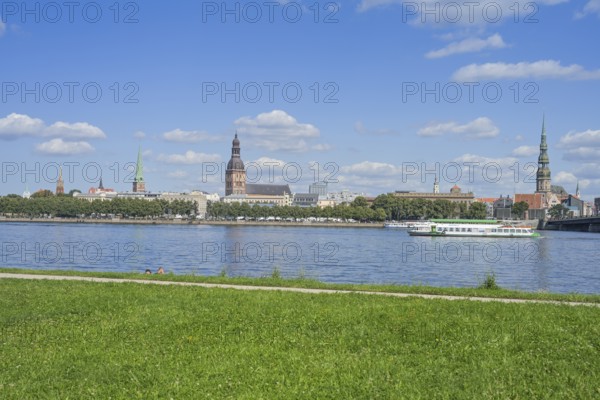 City panorama, Düna River, Old Town, Riga, Latvia
