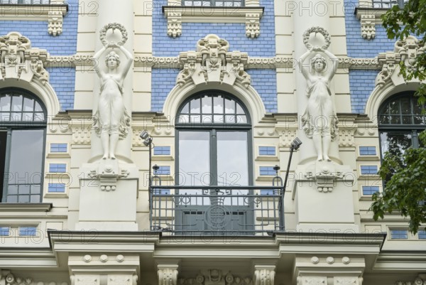 Art Nouveau residential building, Art Nouveau quarter, Strelnieku iela 4, Old Town, Riga, Latvia