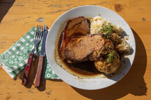 Roast pork with bread dumplings and sauerkraut, Styria, Austria
