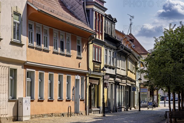 Street view with historic buildings and colorful facades, The old town of Arnstadt in Thuringia