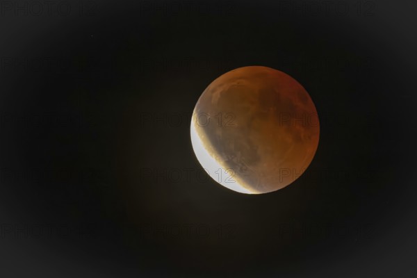 Beautiful lunar eclipse over the city, Erfurt, Thuringia, Germany