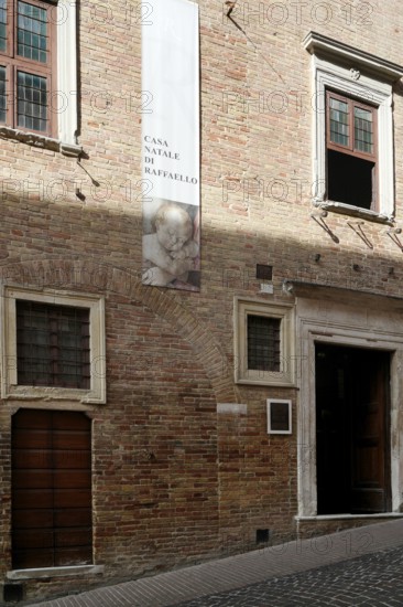 Facade, Casa Natale di Raffaello, Urbino, Pesaro and Urbino Province, Marche, Italy