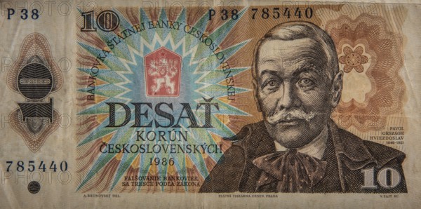 Pavol Országh Hviezdoslav (1849-1921) was a lawyer and the foremost Slovak poet. Portrait on older 10-korun Czechoslovak banknote