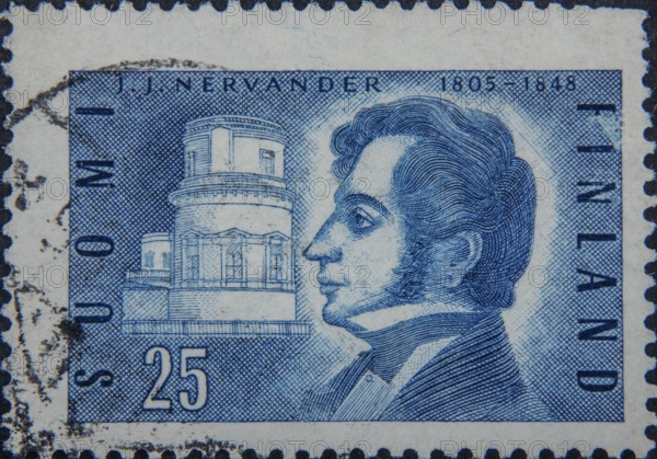 Johan Jakob Nervander (1805-1848) was a Finnish physicist and poet. Portrait on Finnish postage stamp