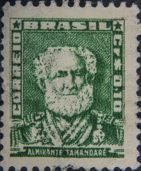 Almirante Tamandaré (1807-1897) was a Brazilian admiral of the Imperial Navy of Brazil. Portrait on a Brazilian postage stamp