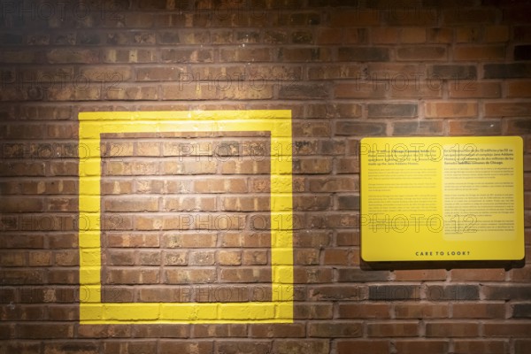 Chicago, Illinois - The National Public Housing Museum. The museum occupies the last standing building of the Jane Addams homes, built in 1938, the first public housing project in Chicago. A display highlights the 'Chicago common bricks, ' two million of which were used to build the Jane Addams project