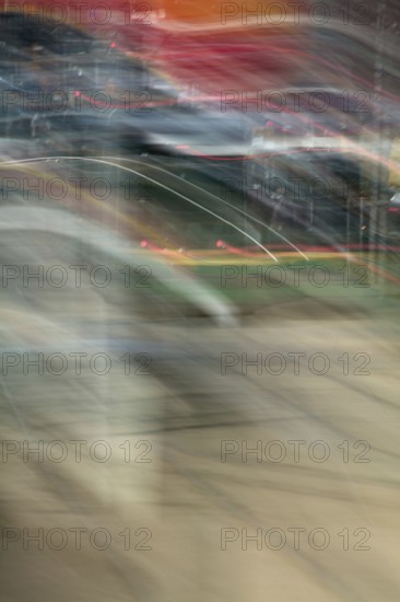 Abstract of a moving tram captured using ICM intentional camera movement technique, Helsinki, Finland