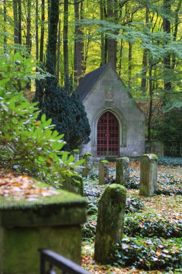 Forest cemetery of the Freiherr Knigge family in the Kniggeschen Forest of the Deister near Bredenbeck, municipality of Wennigsen, Hanover region, Lower Saxony, Germany