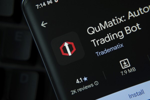 Dhaka, Bangladesh- 27 July 2025: QuMatix app from Google Playstore is displayed on a smartphone screen