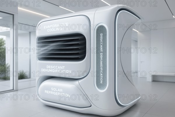 This innovative appliance features desiccant dehumidification and solar refrigeration for optimal climate control, AI generated
