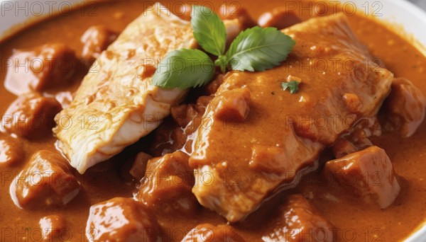 This flavorful dish features tender chicken in a rich, creamy tomato-based sauce, perfect for a satisfying meal, AI generated