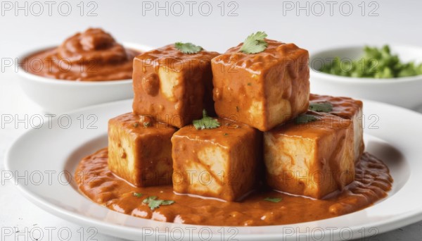 This image showcases a flavorful Indian dish, perfect for food blogs and culinary projects, AI generated