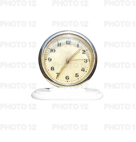 Old soviet antique vintage table clock on a white background