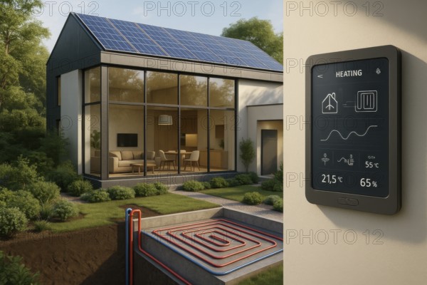 This image showcases a sustainable home with renewable energy solutions for a greener future, AI generated