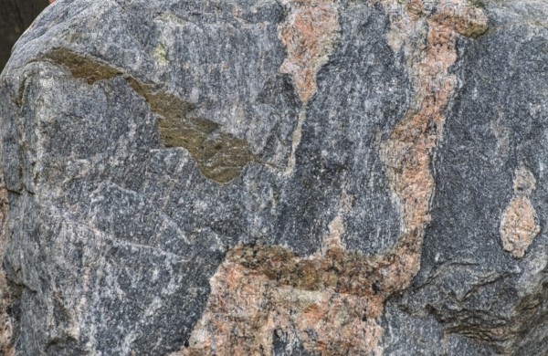 Banded gneiss, layer gneiss, metamorphic rock, age over 600 million years, geological history, early Earth history Precambrian, Germany