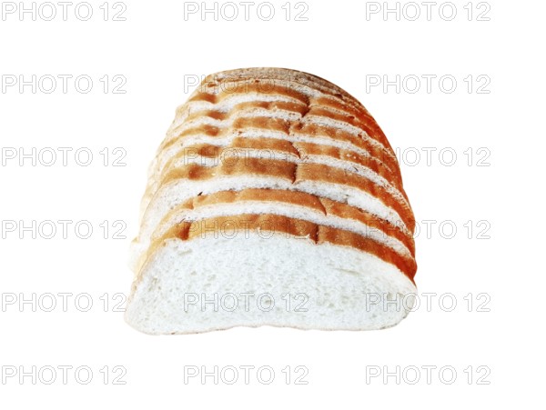White yeast bread with a crispy crust on a white background