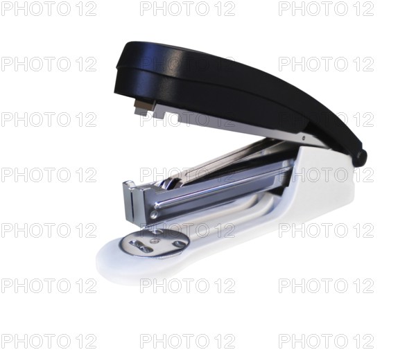 Black office stapler on a white background