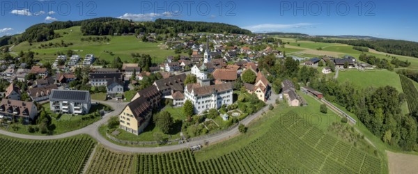 Herdern Castle, residential, work and employment site, drone recording, Herdern, Thurgau, Switzerland