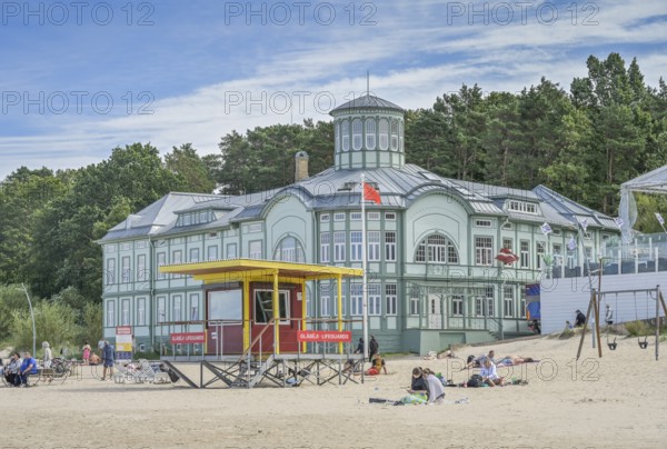 Baltic Sea, beach, historic bath house, Jurmala, Latvia