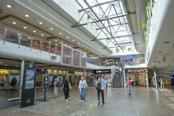 Main hall, display, travel times, main train station, Riga, Latvia