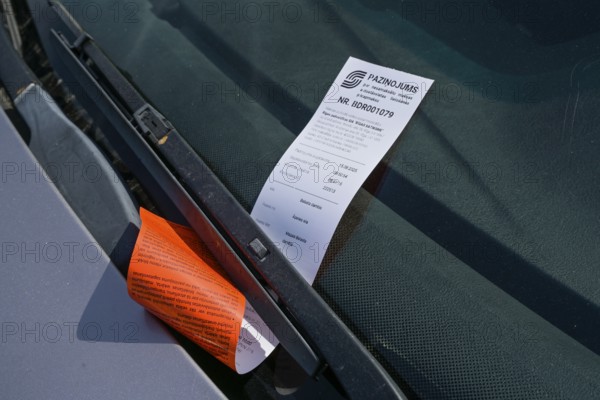Criminal mandate, windshield, car, Riga, Latvia