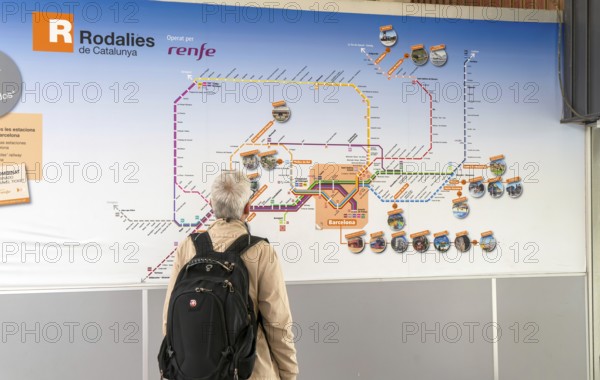 Rodalies de Catalunya rail network map services operated by RENFE, Barcelona, Catalonia, Spain