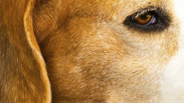 Close-up of a beagle's eye and fur texture, Graz, Austria