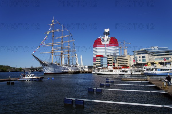 The Lilla Bommen building called Lipstick at harbor on Gota river bank on May 12, 2025 in Gothenburg, Sweden