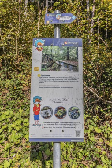 Information board of the artificially created water channel that used to power the historic oil mill and sawmill in Böttstein. Böttstein, Aargau, Switzerland