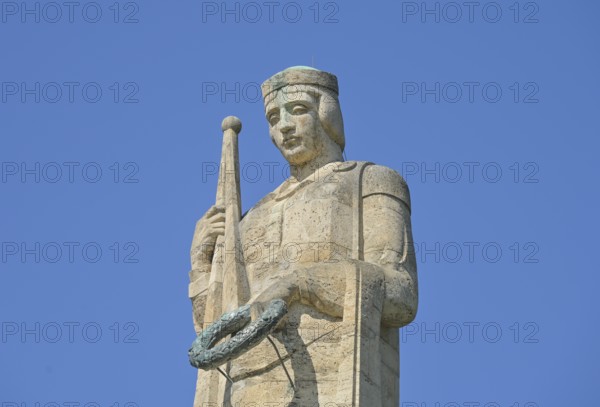 Statue of Mother Latvia with her fallen sons, Brothers' Cemetery, National Memorial to the Fallen of the First World War and the Latvian Independence Struggle, Riga, Latvia