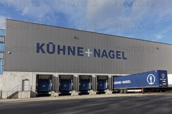 Warenlager Kühne u. Nagel, logistics service provider, Logoport, Duisburger Hafen, Duisburg-Rheinhausen, Ruhr area, North Rhine-Westphalia, Germany