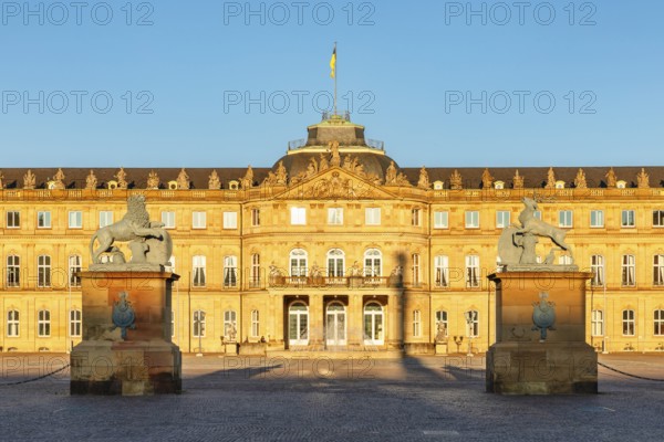 Schlossplatz with New Palace, Stuttgart, Baden-Württemberg, Germany, Stuttgart, Baden-Württemberg, Germany