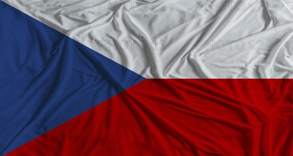 Czech flag with fabric texture background. National flag of the Czech Republic with cloth texture