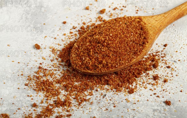 Svan salt, wooden spoon, spices of Georgia, Georgian traditional cuisine